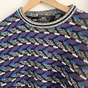 80s Sears Mens Store Purple and Blue Patterned Sweater